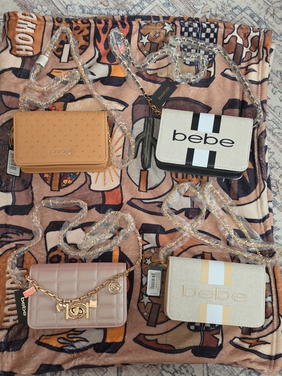 bebe Handbags - 4 New bebe Beige, Black, Blush, Tan Crossbody Bag Collection